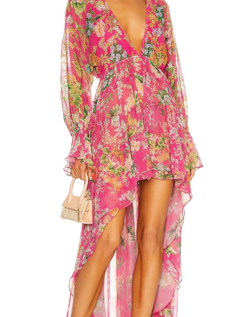 Hemant and Nandita Pink Floral High-Low Dress